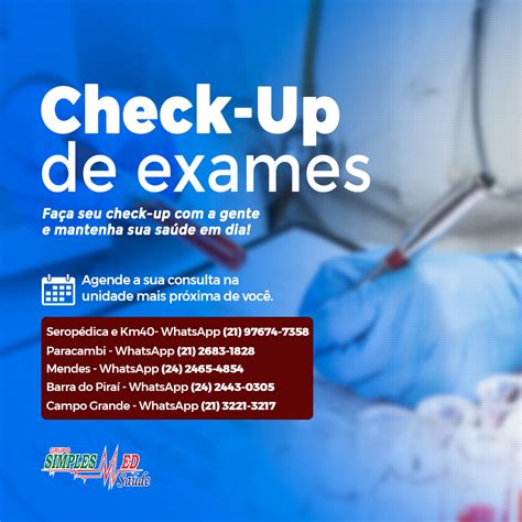 Check Up De Exames Grupo Simples Med Sa De