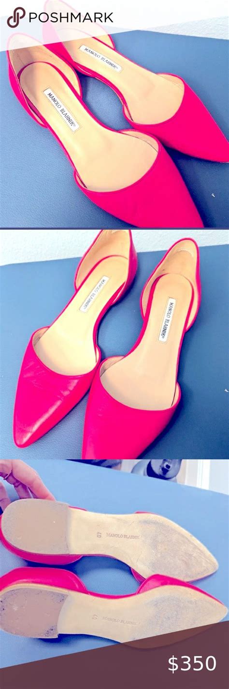 Barbiecore Manolo Blahnik 40 10 Hot Pink DOrsay Flats Loafer Pointed