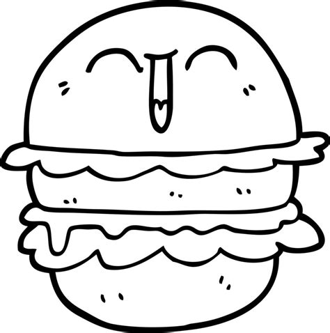 black and white cartoon burger 12409385 Vector Art at Vecteezy