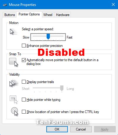 Enable Or Disable Changing Mouse Pointers In Windows Tutorials