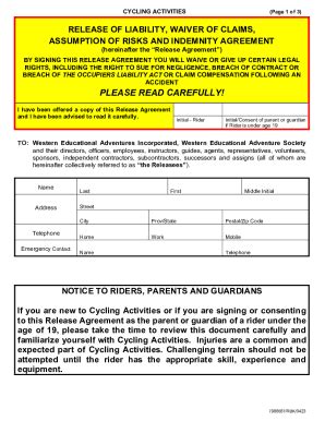 Fillable Online RELEASE AND APPLICATION WAIVER TO PARTICIPATE Fax Email