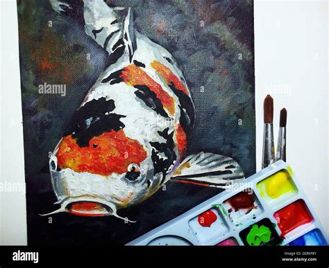 Oil Painting Of Fancy Carp Fish Pictures Auspiciousness At Home Koi