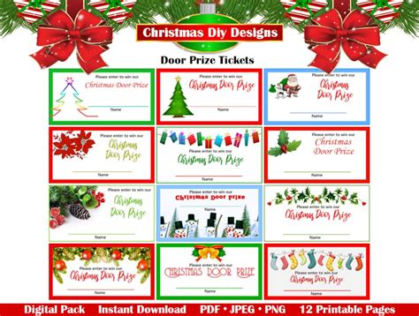 Christmas Door Prize Tickets Printable Christmas Door Prize Tickets ...