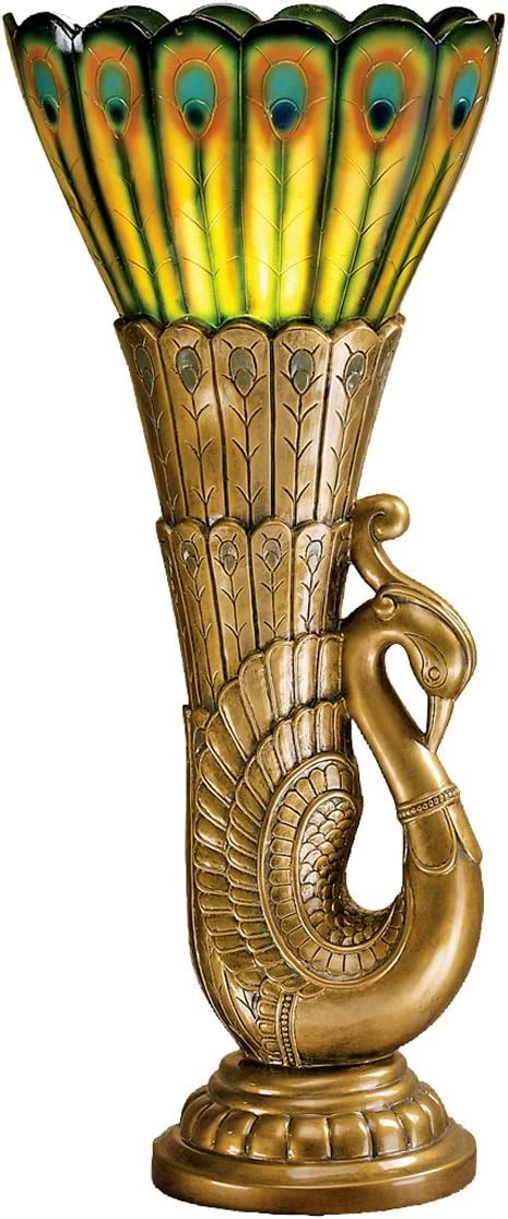 Design Toscano Art Deco Peacock Table Lamp Statue 28 Inch Faux Gold Tools And Home