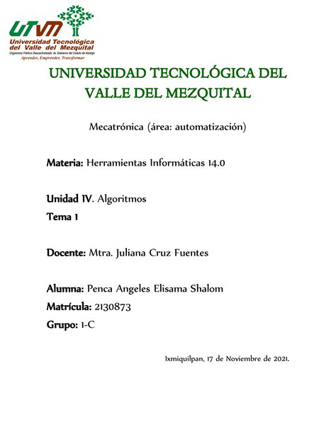 Algoritmos dentro de los lenguajes de programación UNIVERSIDAD