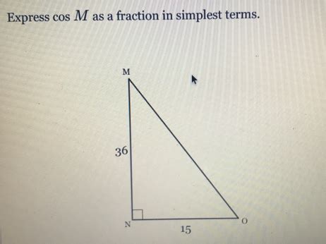 Solved Express Cos M As A Fraction In Simplest Terms Algebra Gauthmath