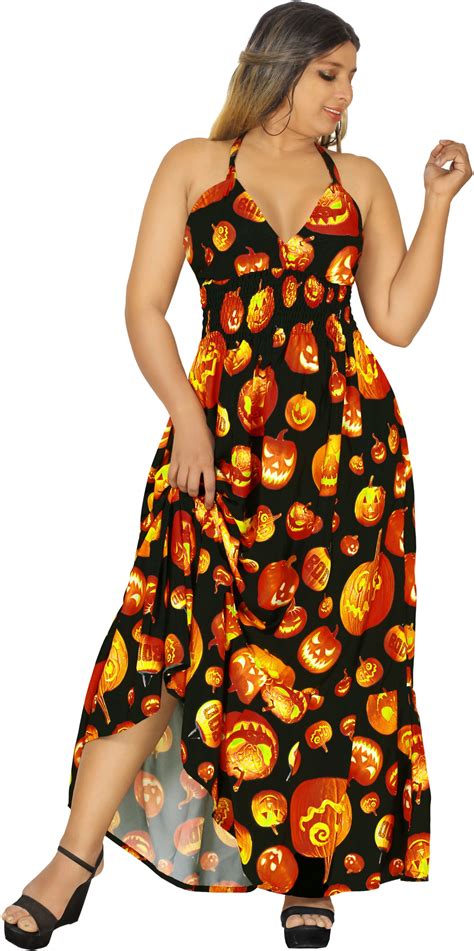 LA LEELA Women's Beach Summer Vintage Halloween Costumes Pumpkin
