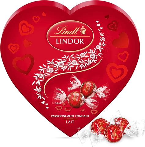 Lindt Boîte Cœur LINDOR Chocolat au Lait Cœur Fondant Idéal St