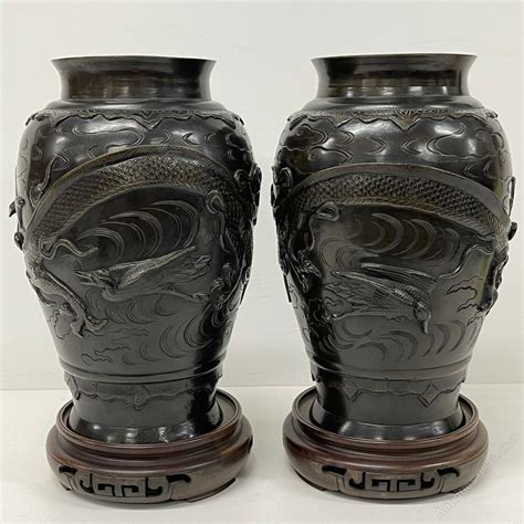 Antiques Atlas Japanese Meiji Period Bronze Vases Pair With Stand