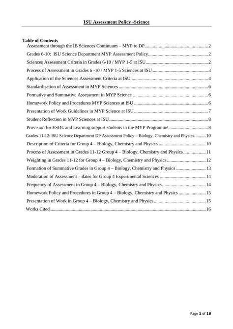 Pdf Isu Assessment Policy Science Table Of Contents Isu Assessment