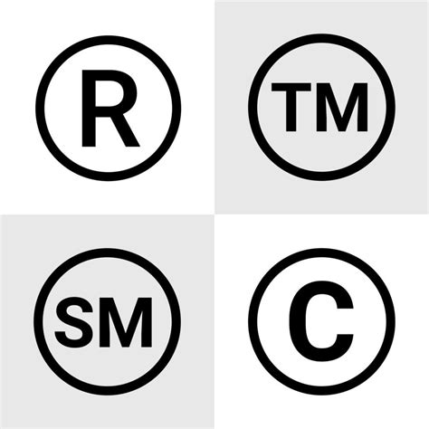 logotipo de símbolo de copyright de marca registrada icono de registro