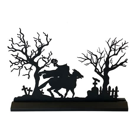 Headless Horseman in Sleepy Hollow Graveyard Standing Wooden Silhouette ...