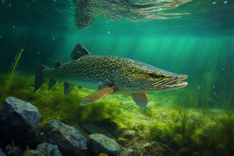 Hecht Esox lucius Ansitzjäger unter dem Wurzelwerk