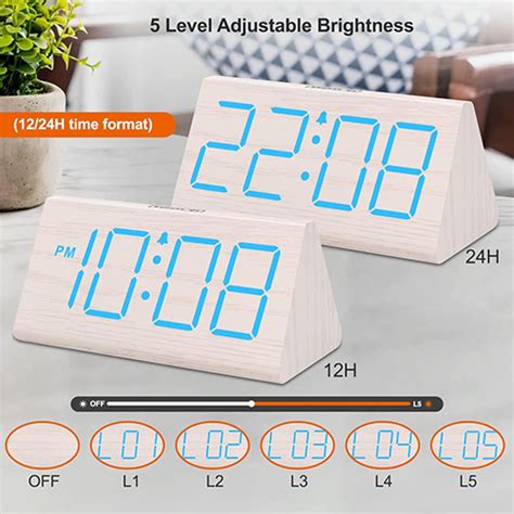 Dreamsky Wooden Digital Alarm Clocks For Bedrooms Electric Desk Clock