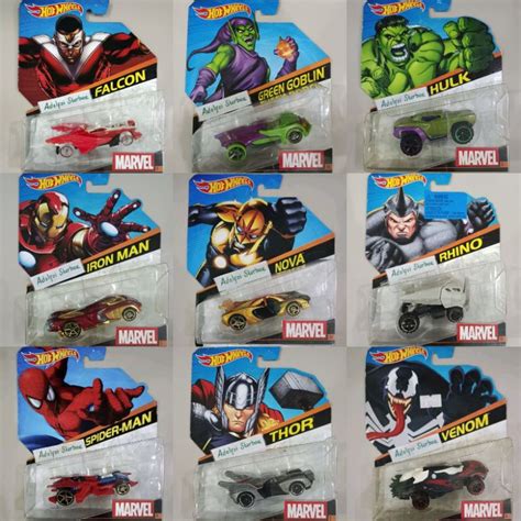 Hotwheels Hot Wheels Character Cars Marvel Iron Man Thor Falcon Hulk Spider Man Spiderman Rhino