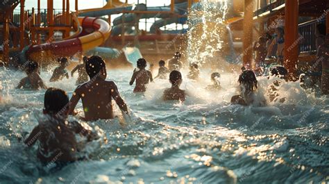 Premium Photo | Joyful children splashing in indoor water park pool ...