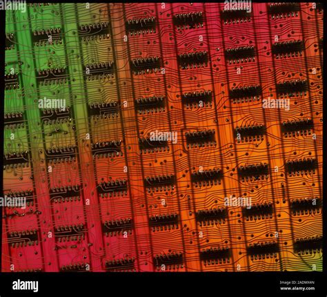 Rows Of Rectangular Integrated Circuits Chips On A Computer Memory