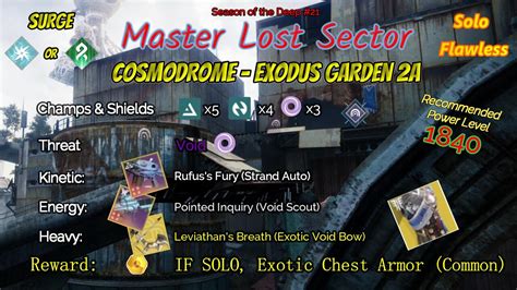 Destiny Master Lost Sector Cosmodrome Exodus Garden A On My Arc