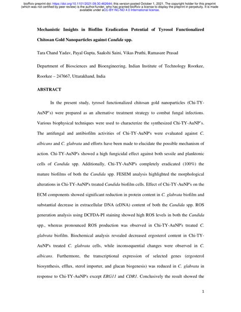 Pdf Mechanistic Insights In Biofilm Eradication Potential Of Tyrosol