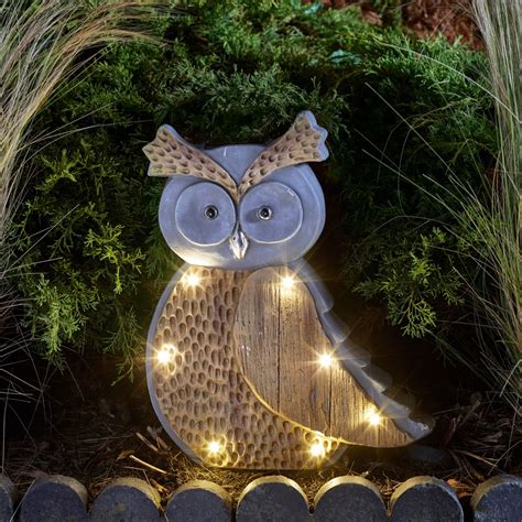 Solar Woodstone Inlit Owl Garden Decoration