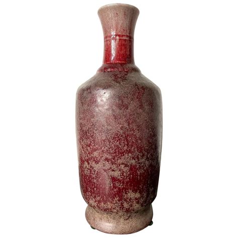 Pair Of Large Th Century Chinese Sang De Boeuf Oxblood Glazed Vases