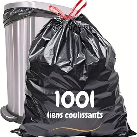 Sacs Poubelles 100L Lien Coulissant Lot De 100 Sacs Noirs 100