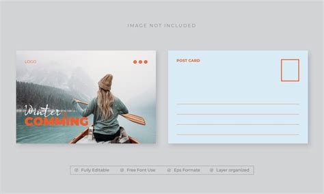 Premium Vector | Postcard template with winter vacation concept