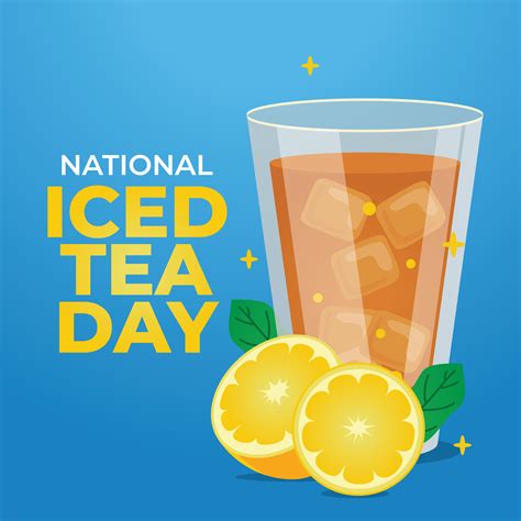 National Iced Tea Day With Tea And Lemon Illustration Summer Drink