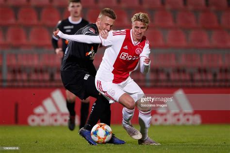 Kevin Visser Of Fc Volendam Dennis Johnsen Of Ajax U23 During The