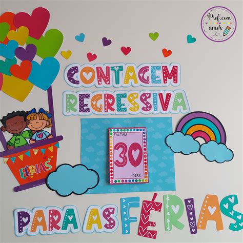 Corações Em Contagem Regressiva - Painel Contagem Regressiva Para as Férias Voando Alto - Prof com Amor ...