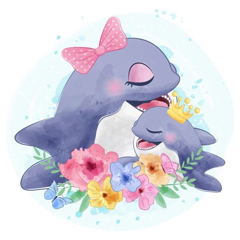 Cute Baby Dolphin Drawing