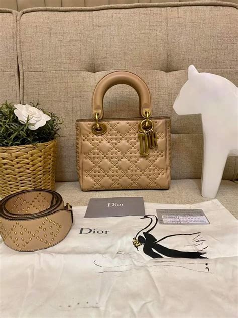 Lady Dior Small Limited Studded Nude Flap Opening GHW Luxury