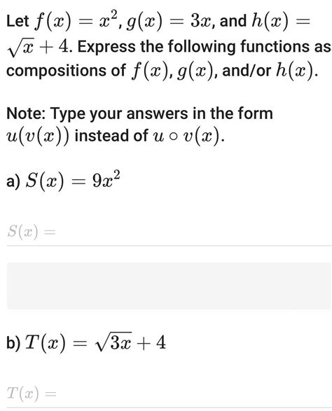 Answered 2 Let F X X G X 3x And H X X X 4 Express The Following Kunduz