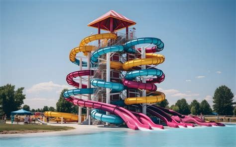 Premium AI Image | Beautiful water park with colorful water slides