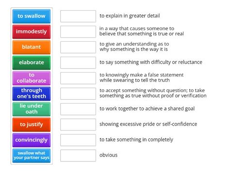 Ethics Of Lying Vocabulary Part Match Up