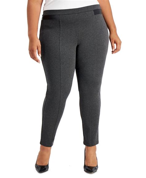 Jm Collection Plus Size Faux Leather Ponté Knit Pants Created For Macy