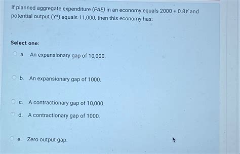 Solved If Planned Aggregate Expenditure Pae In An Economy Chegg