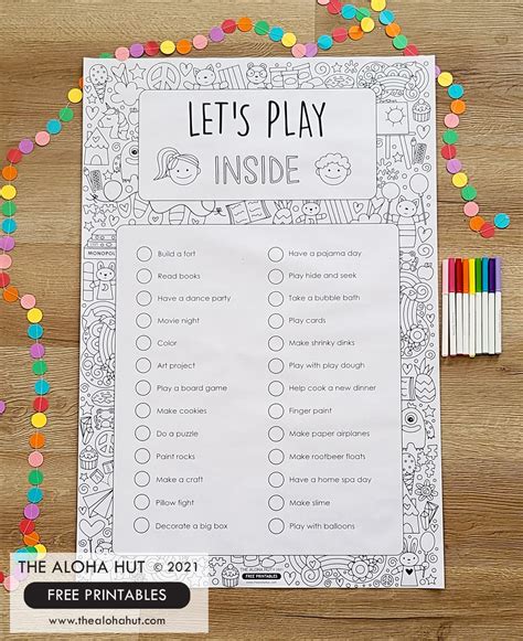 Free Printable Indoor Bucket List 26 Simple Activities For Kids Artofit