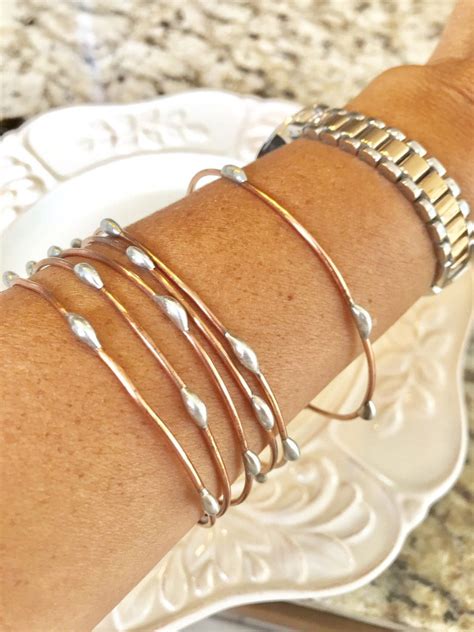 Handmade Mixed Metal Copper Silver Bangle Bracelet Copper Bracelet