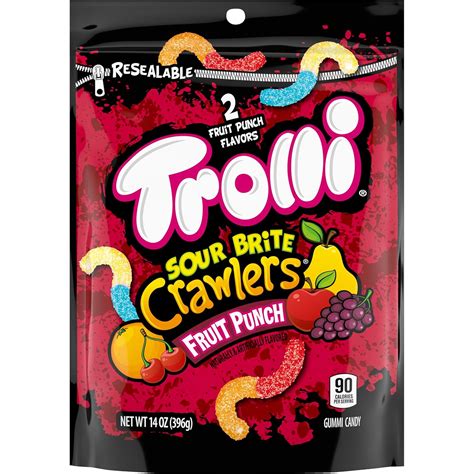 Trolli Sour Brite Crawlers Candy Fruit Punch Flavored Sour Gummy Worms 14 Ounce