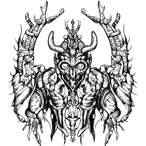 demon tekening demon schedel met hoorns vectorillustratie premium