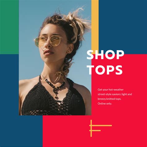 Fashion Tops Sale Ad With Girl In Sunglasses Online Instagram Post Template Vistacreate