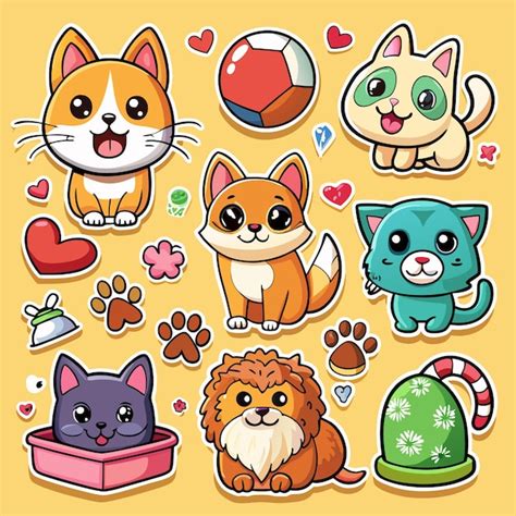 Cute Cartoon Cats Stickers For Adorable Pet Lovers Premium Ai