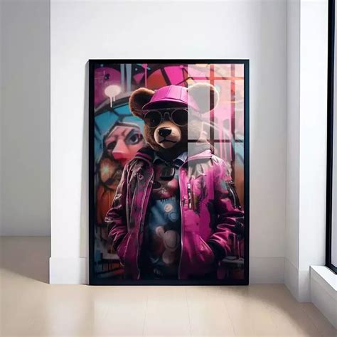 Quadro Urso Rosa Gangstar 2 90x120 Elo7 Produtos Especiais