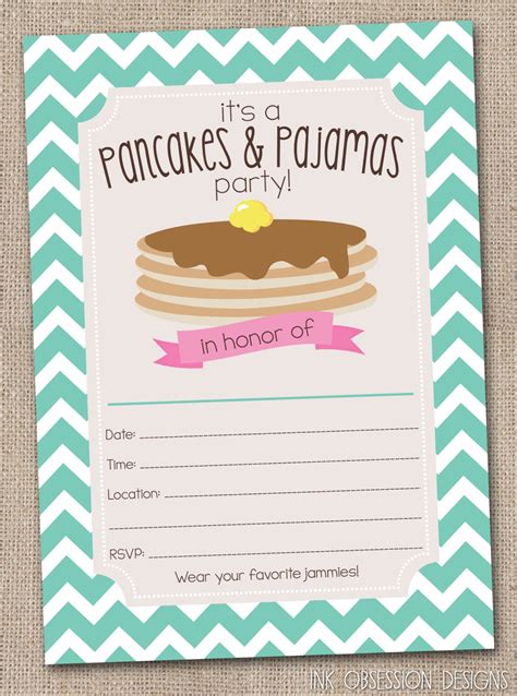 Pancakes And Pajamas Party Invitations By Inkobsessiondesigns