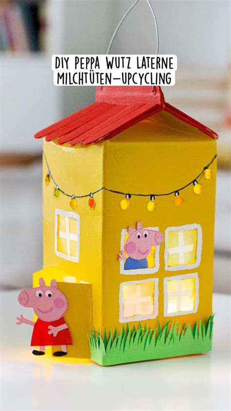 DIY Peppa Wutz Laterne Milchtüten upcycling Kinder basteln laternen