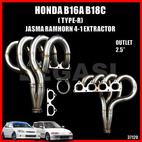 Honda Civic B16A B18C TYPE R 4x1 JASMA RamHorn Extractor Stainless