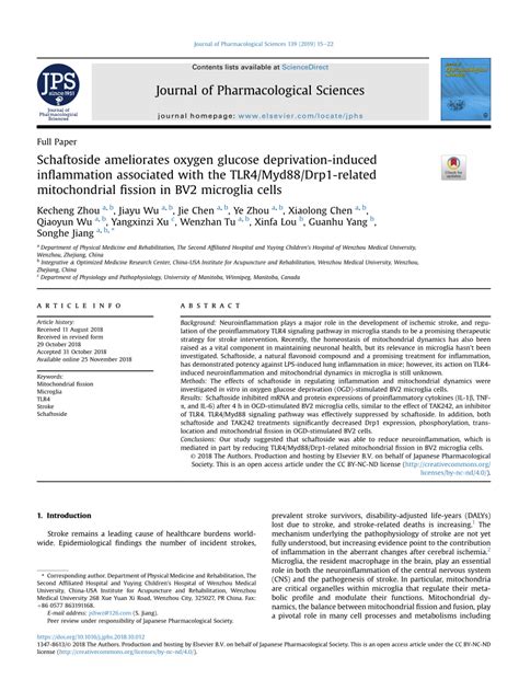 Pdf Schaftoside Ameliorates Oxygen Glucose Deprivation Induced