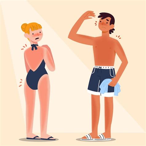 Free Vector Flat Design People With A Sunburn Illustration