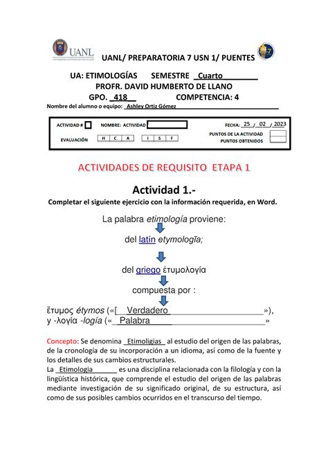 Actividad De Requisito Etapa Uanl Preparatoria Usn